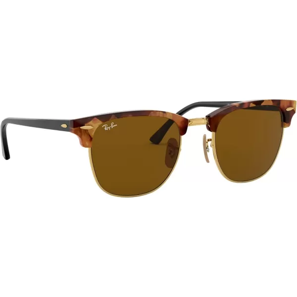 RayBan RB3016 Clubmaster Square SunglassesSpotted Brown HavanaB15 Brown