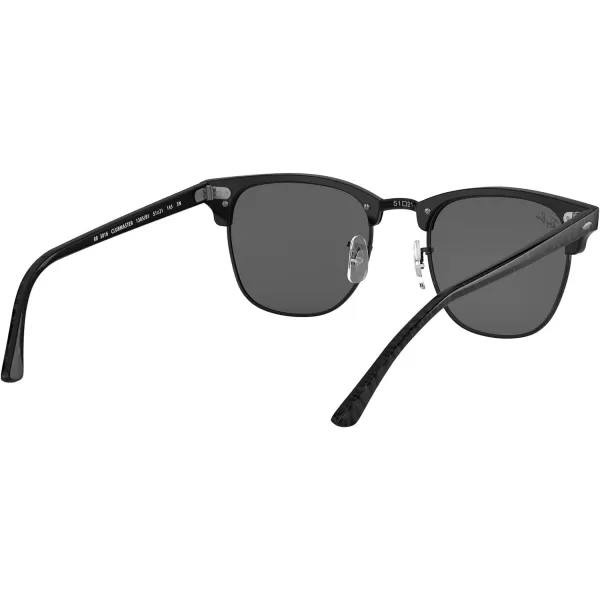 RayBan RB3016 Clubmaster Square SunglassesWrinkled Black on BlackDark Grey