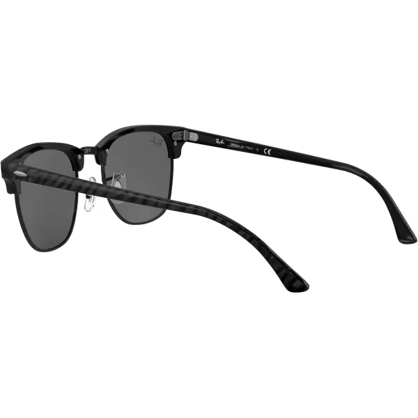 RayBan RB3016 Clubmaster Square SunglassesWrinkled Black on BlackDark Grey