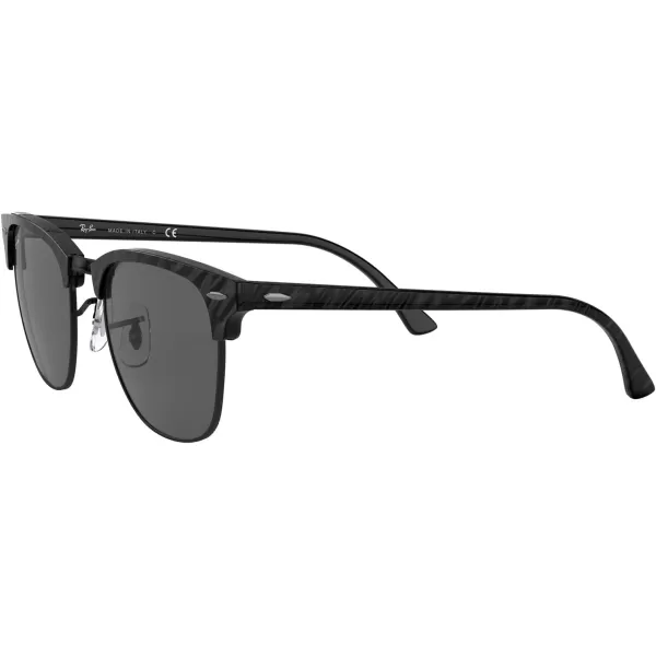 RayBan RB3016 Clubmaster Square SunglassesWrinkled Black on BlackDark Grey