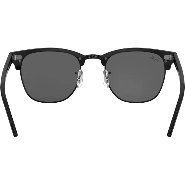 RayBan RB3016 Clubmaster Square SunglassesWrinkled Black on BlackDark Grey