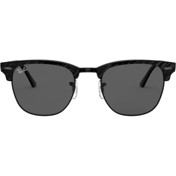 RayBan RB3016 Clubmaster Square SunglassesWrinkled Black on BlackDark Grey