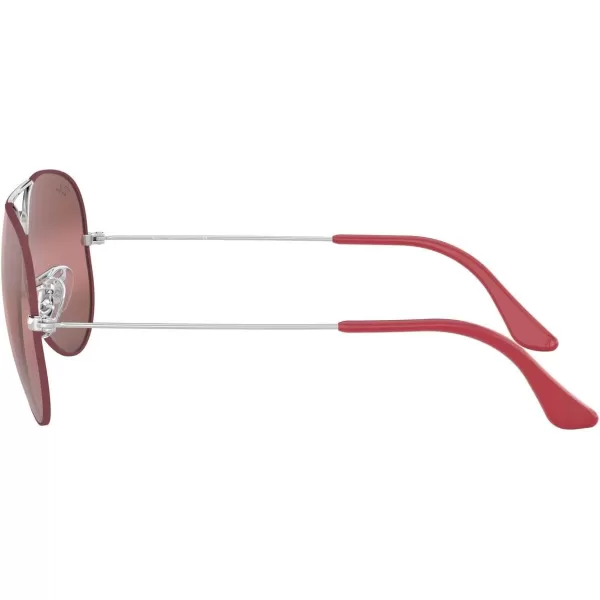 RayBan RB3025 Classic Evolve Photochromic Aviator SunglassesMatte Bordeaux on SilverPurple Bimirrored Grey Photochromic
