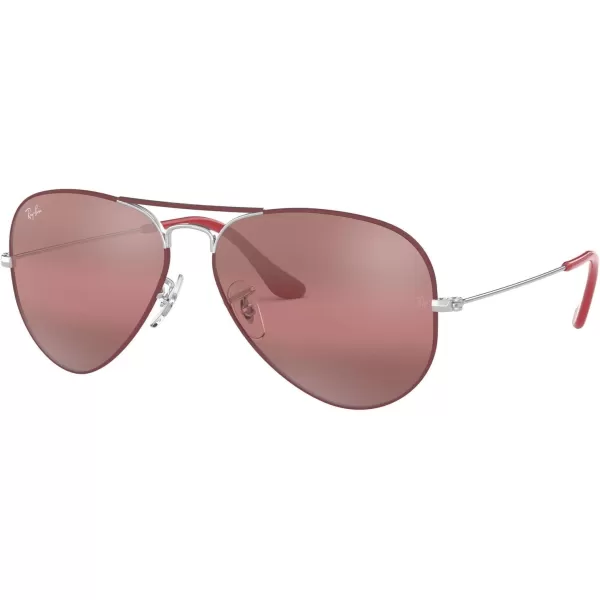 RayBan RB3025 Classic Evolve Photochromic Aviator SunglassesMatte Bordeaux on SilverPurple Bimirrored Grey Photochromic