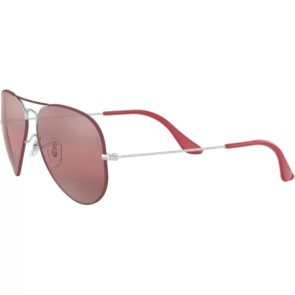 RayBan RB3025 Classic Evolve Photochromic Aviator SunglassesMatte Bordeaux on SilverPurple Bimirrored Grey Photochromic
