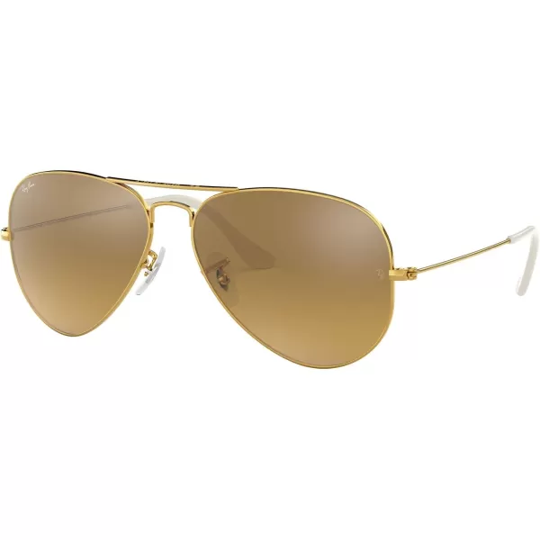 RayBan RB3025 Classic Mirrored Aviator SunglassesGold FrameBrown Mirror Gradient Lens