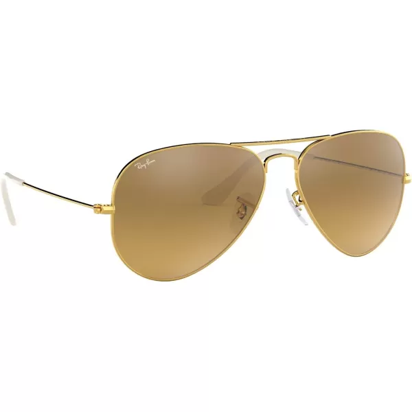 RayBan RB3025 Classic Mirrored Aviator SunglassesGold FrameBrown Mirror Gradient Lens