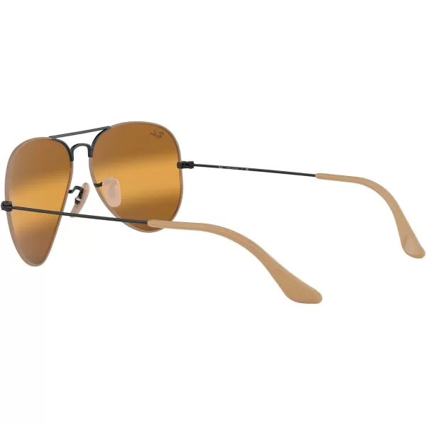 RayBan RB3025 Classic Mirrored Aviator SunglassesMatte Beige on BlackYellow Bimirrored Grey