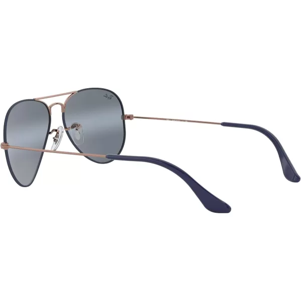 RayBan RB3025 Classic Mirrored Aviator SunglassesMatte Dark Blue on CopperBlue Bimirrored Grey