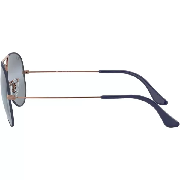 RayBan RB3025 Classic Mirrored Aviator SunglassesMatte Dark Blue on CopperBlue Bimirrored Grey