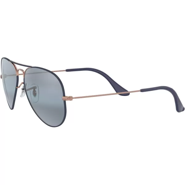 RayBan RB3025 Classic Mirrored Aviator SunglassesMatte Dark Blue on CopperBlue Bimirrored Grey