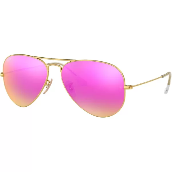 RayBan RB3025 Classic Mirrored Aviator SunglassesMatte GoldGreen Mirrored Fuchsia