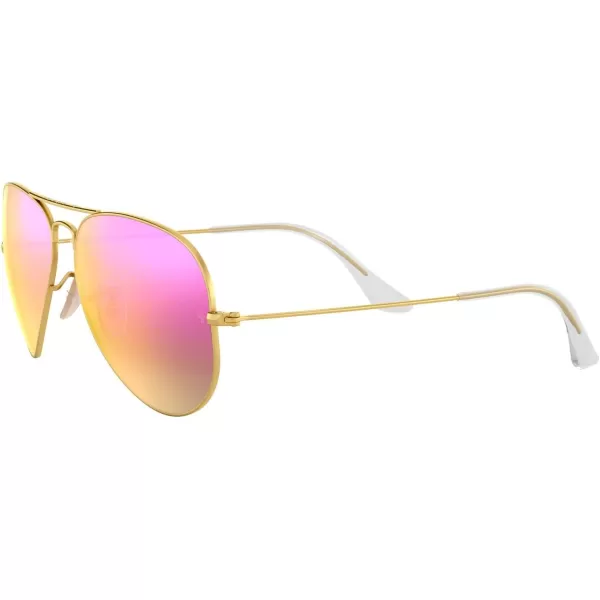 RayBan RB3025 Classic Mirrored Aviator SunglassesMatte GoldGreen Mirrored Fuchsia