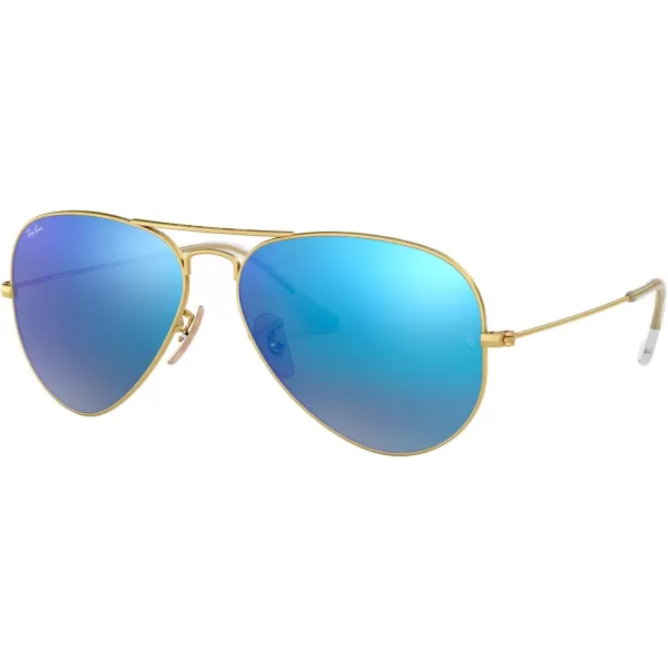 RayBan RB3025 Classic Mirrored Aviator SunglassesMatte GoldGrey Mirrored Blue