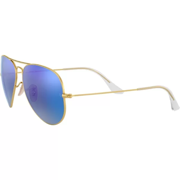 RayBan RB3025 Classic Mirrored Aviator SunglassesMatte GoldGrey Mirrored Blue