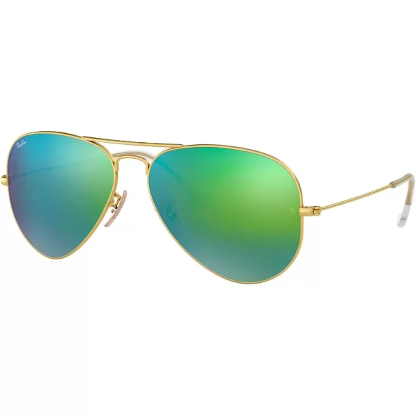 RayBan RB3025 Classic Mirrored Aviator SunglassesMatte GoldGrey Mirrored Green