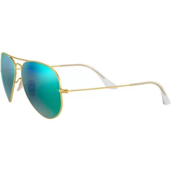 RayBan RB3025 Classic Mirrored Aviator SunglassesMatte GoldGrey Mirrored Green