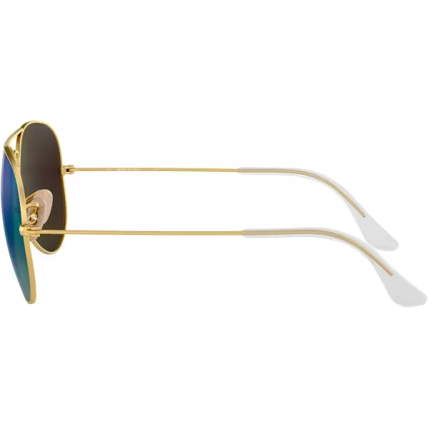 RayBan RB3025 Classic Mirrored Aviator SunglassesMatte GoldGrey Mirrored Green