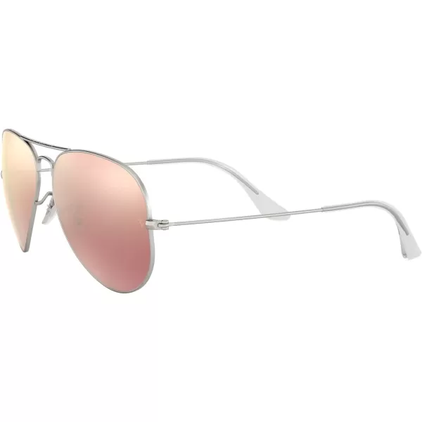 RayBan RB3025 Classic Mirrored Aviator SunglassesMatte SilverLight Brown Mirrored Pink