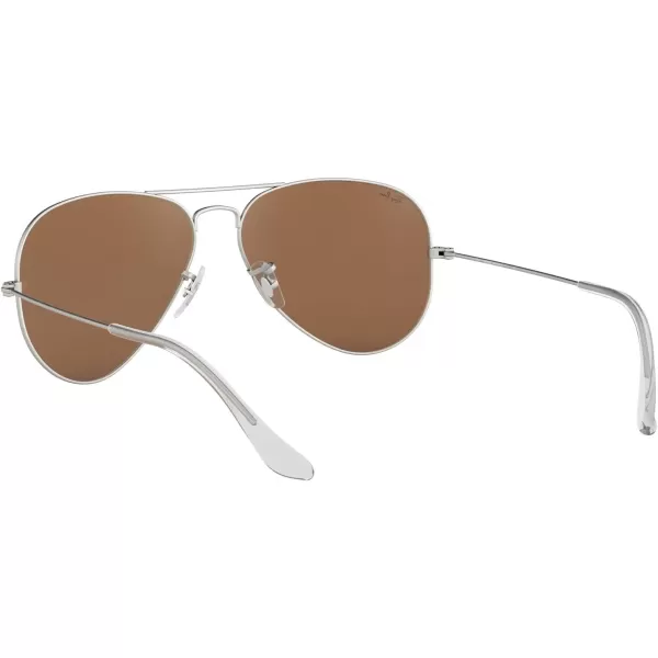 RayBan RB3025 Classic Mirrored Aviator SunglassesMatte SilverLight Brown Mirrored Pink