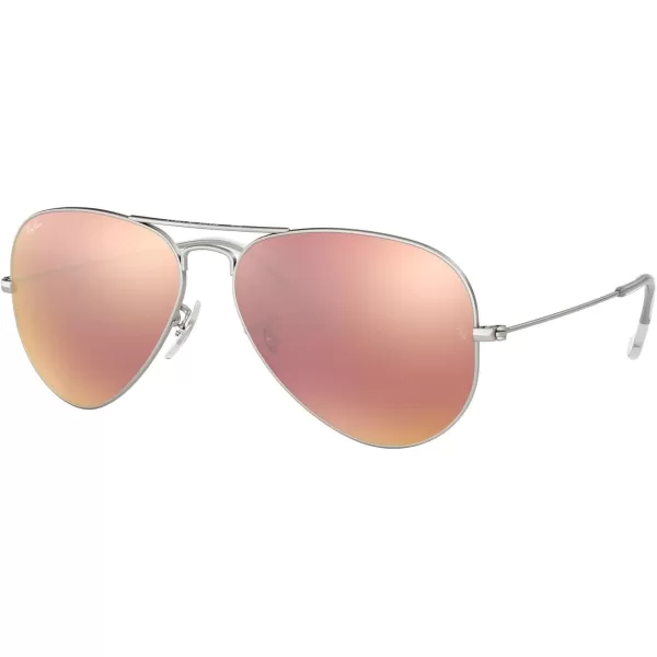 RayBan RB3025 Classic Mirrored Aviator SunglassesMatte SilverLight Brown Mirrored Pink