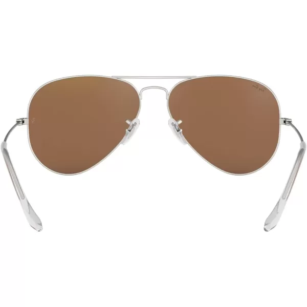 RayBan RB3025 Classic Mirrored Aviator SunglassesMatte SilverLight Brown Mirrored Pink