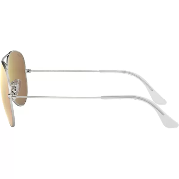 RayBan RB3025 Classic Mirrored Aviator SunglassesMatte SilverLight Brown Mirrored Pink