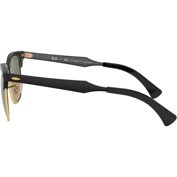 RayBan RB3507 Clubmaster Aluminum Square SunglassesBlack on GoldPolarized G15 Green