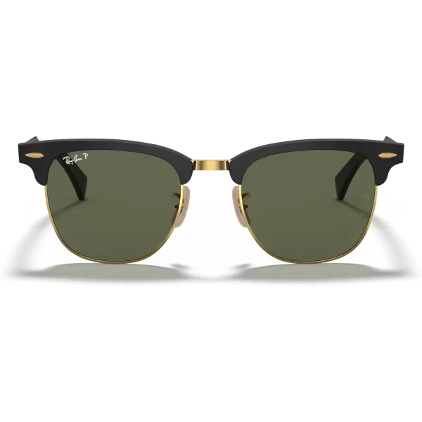 RayBan RB3507 Clubmaster Aluminum Square SunglassesBlack on GoldPolarized G15 Green