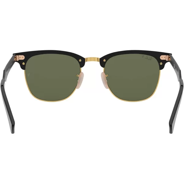 RayBan RB3507 Clubmaster Aluminum Square SunglassesBlack on GoldPolarized G15 Green