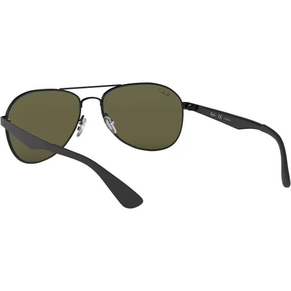 RayBan RB3549 Aviator SunglassesMatte BlackPolarized Green