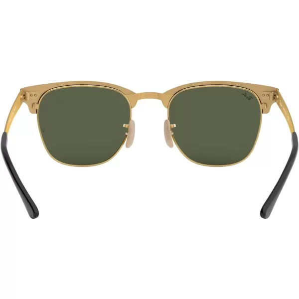 RayBan RB3716 Clubmaster Metal Square SunglassesBlack on GoldG15 Green