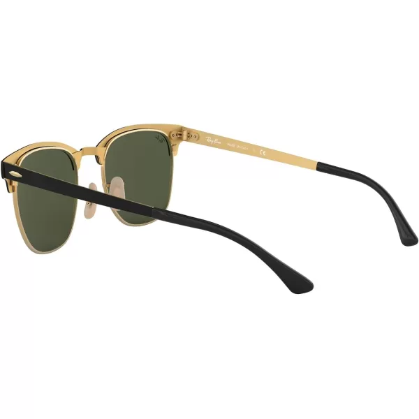 RayBan RB3716 Clubmaster Metal Square SunglassesBlack on GoldG15 Green