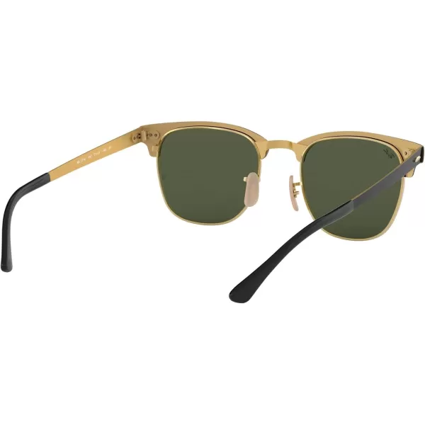 RayBan RB3716 Clubmaster Metal Square SunglassesBlack on GoldG15 Green