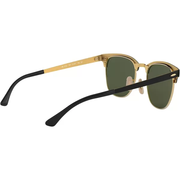 RayBan RB3716 Clubmaster Metal Square SunglassesBlack on GoldG15 Green