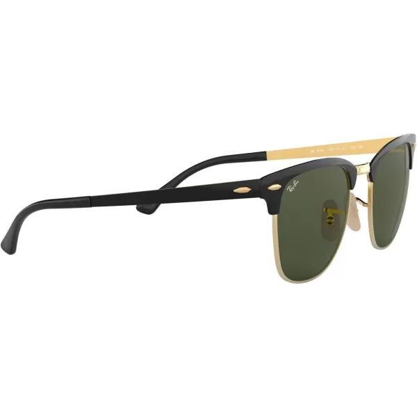 RayBan RB3716 Clubmaster Metal Square SunglassesBlack on GoldG15 Green