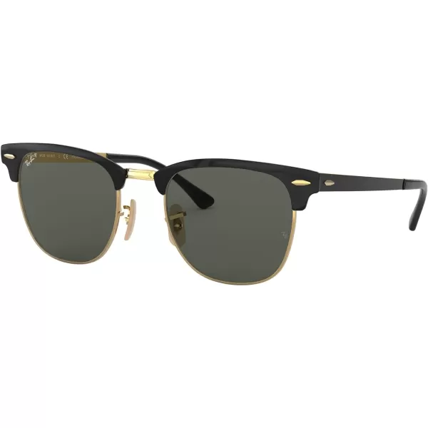 RayBan RB3716 Clubmaster Metal Square SunglassesBlack on GoldPolarized G15 Green