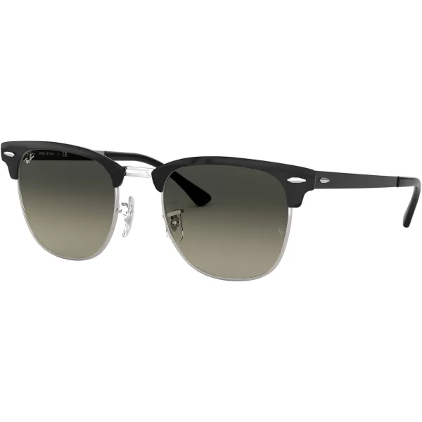 RayBan RB3716 Clubmaster Metal Square SunglassesBlack on SilverLight Grey Gradient Dark Grey