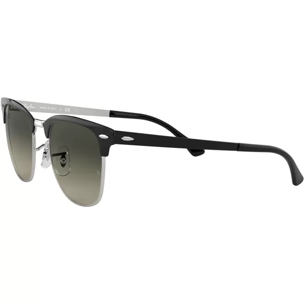 RayBan RB3716 Clubmaster Metal Square SunglassesBlack on SilverLight Grey Gradient Dark Grey