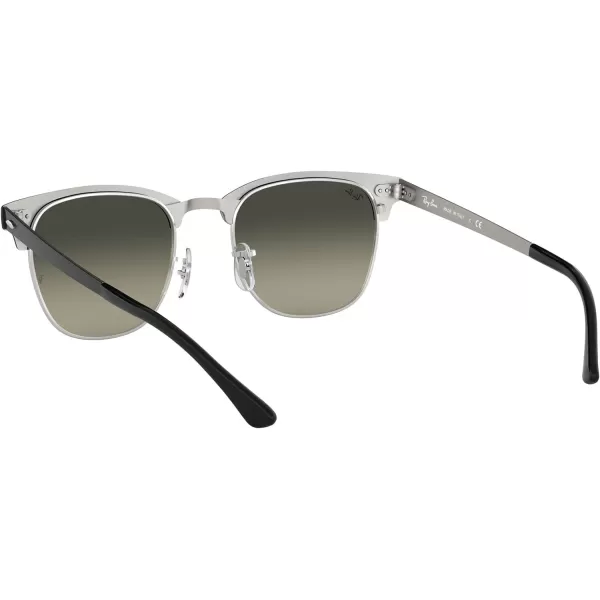 RayBan RB3716 Clubmaster Metal Square SunglassesBlack on SilverLight Grey Gradient Dark Grey