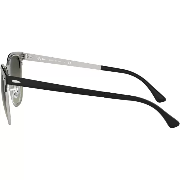 RayBan RB3716 Clubmaster Metal Square SunglassesBlack on SilverLight Grey Gradient Dark Grey