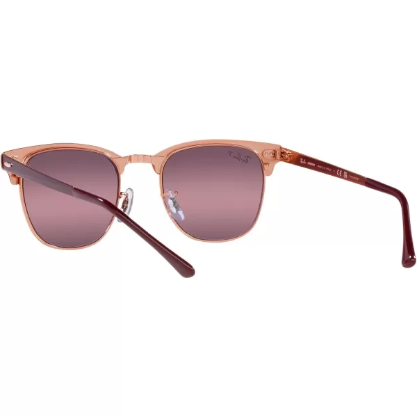 RayBan RB3716 Clubmaster Metal Square SunglassesBordeaux on Rose GoldRed Polarized