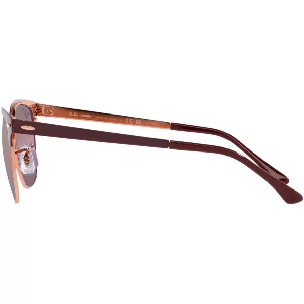 RayBan RB3716 Clubmaster Metal Square SunglassesBordeaux on Rose GoldRed Polarized