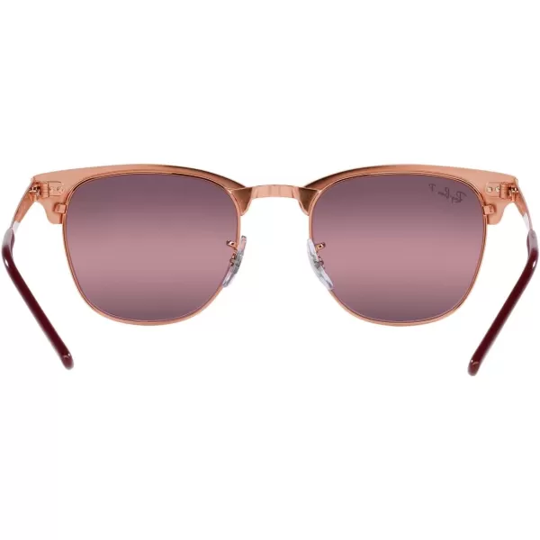 RayBan RB3716 Clubmaster Metal Square SunglassesBordeaux on Rose GoldRed Polarized