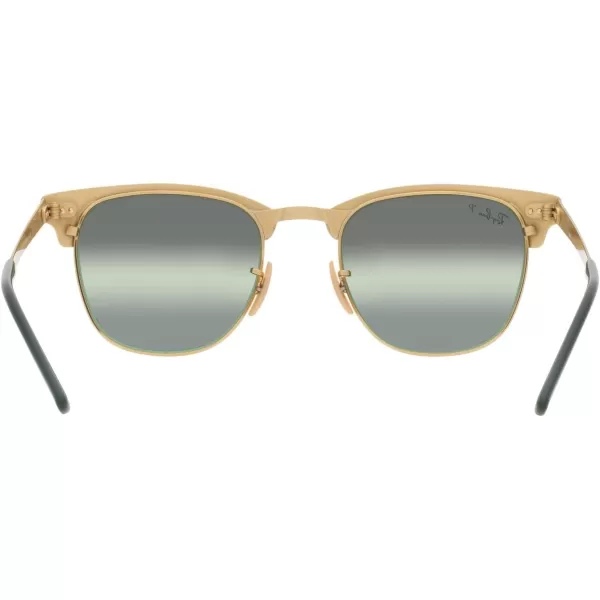 RayBan RB3716 Clubmaster Metal Square SunglassesGreen on GoldDark Green Mirrored Polarized