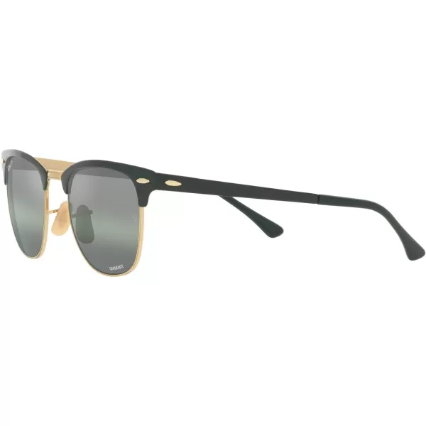 RayBan RB3716 Clubmaster Metal Square SunglassesGreen on GoldDark Green Mirrored Polarized