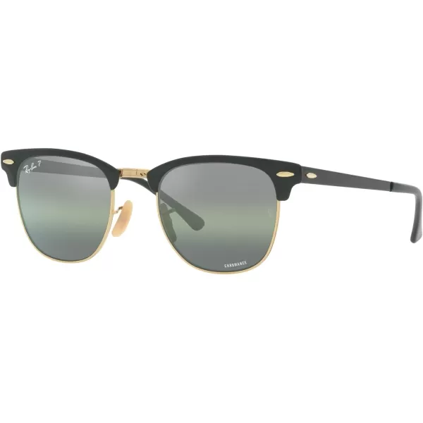 RayBan RB3716 Clubmaster Metal Square SunglassesGreen on GoldDark Green Mirrored Polarized