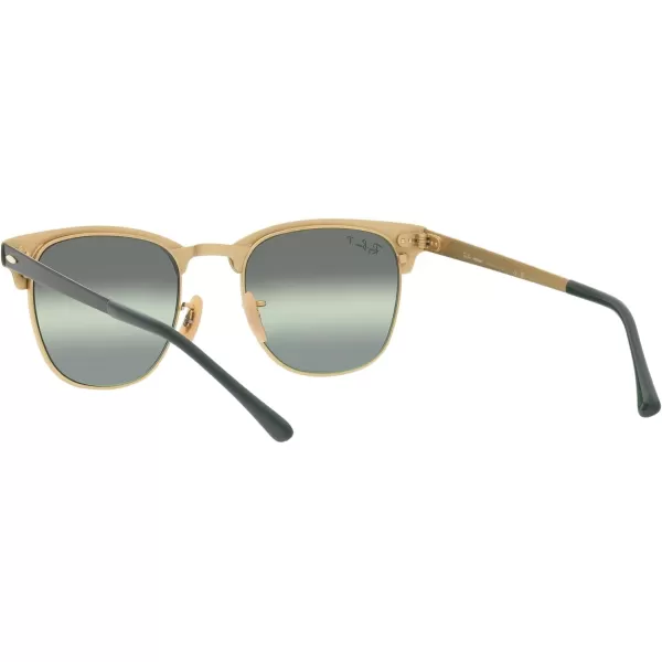 RayBan RB3716 Clubmaster Metal Square SunglassesGreen on GoldDark Green Mirrored Polarized