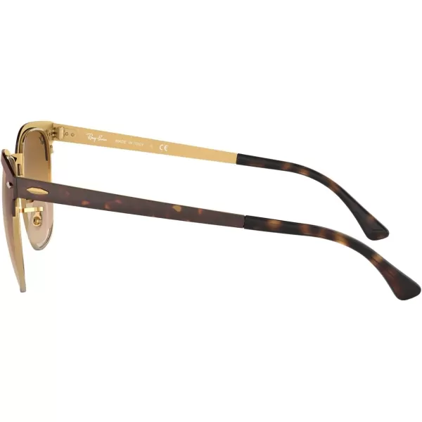 RayBan RB3716 Clubmaster Metal Square SunglassesHavana on GoldClear Gradient Brown