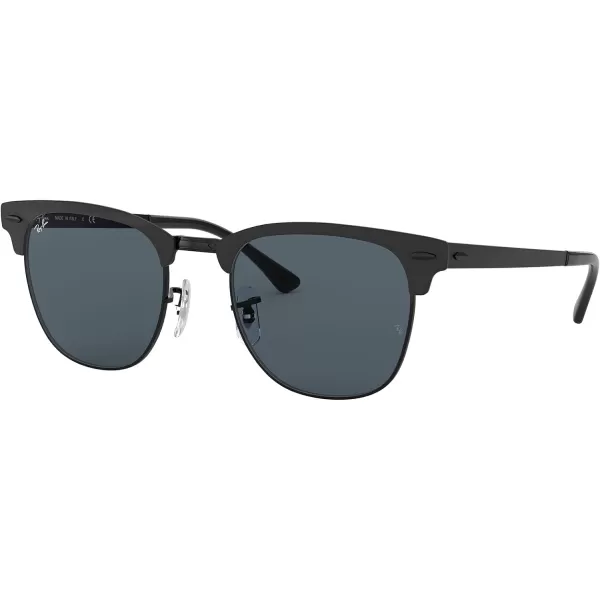 RayBan RB3716 Clubmaster Metal Square SunglassesMatte Black on BlackBlue